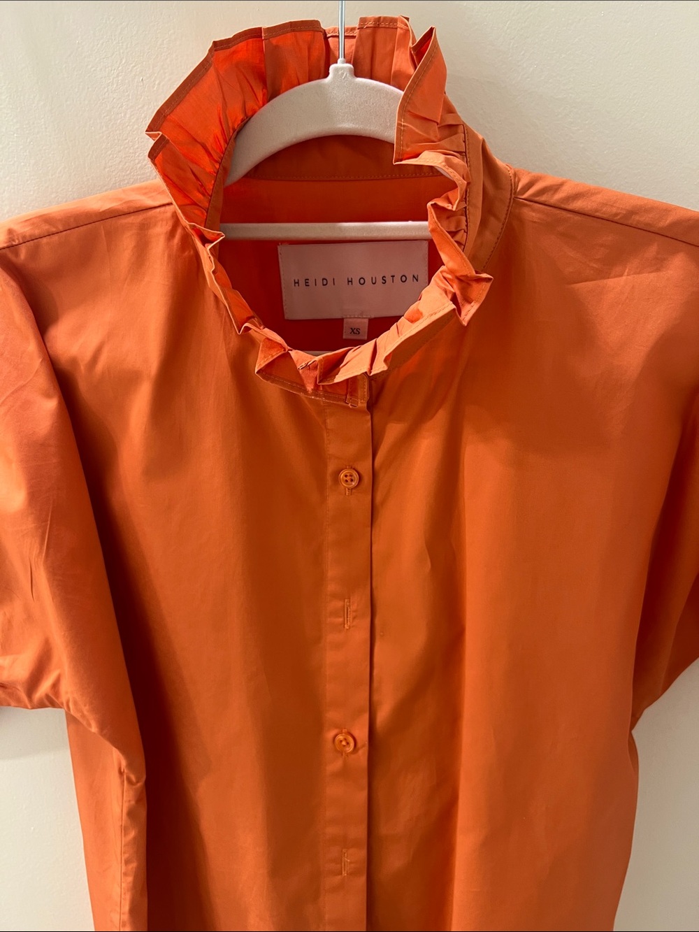 Orange Ruffle Collar Blouse